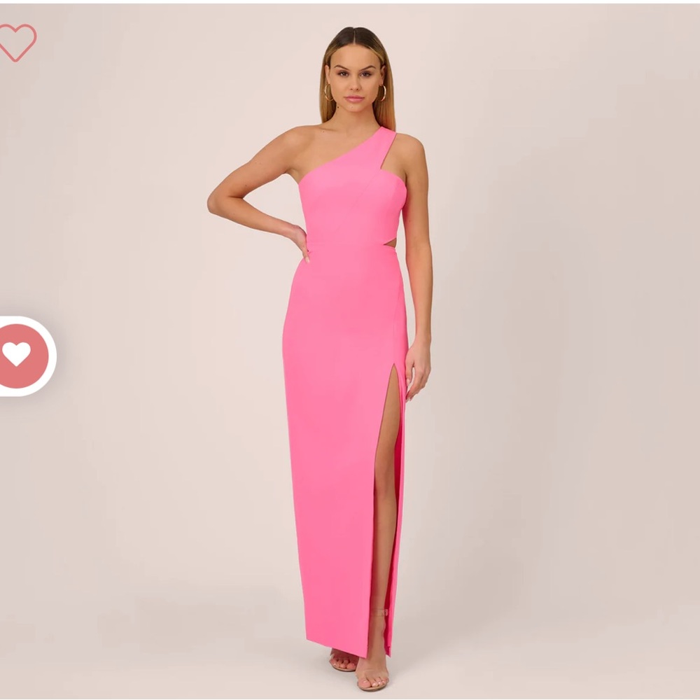 Adrianna Papell Hot Pink One-Shoulder Asymmetrical Gown size 16